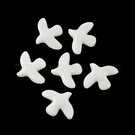 ペイントガラスビーズを焼く  平和の鳩  ホワイト  34x42x9mm  穴：1.6mm&nbsp;LAMP-C019-01G-1