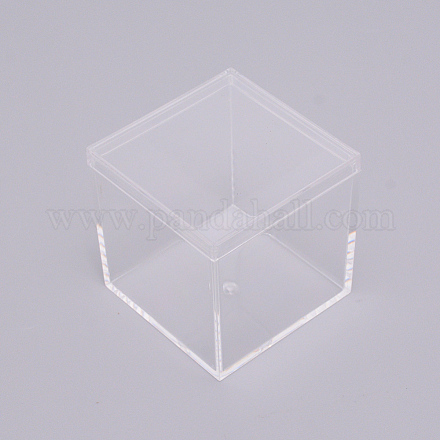 プラスチックの箱  トランスペアレント  正方形  透明  5.5x5.5x5.5cm  インナーサイズ：5.1x5.1センチメートル&nbsp;LS-CON-WH0074-41B-1