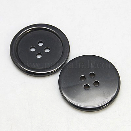 樹脂ボタン  染め  フラットラウンド  ブラック  34x4mm  穴：3mm  98個/袋&nbsp;RESI-D030-34mm-02-1