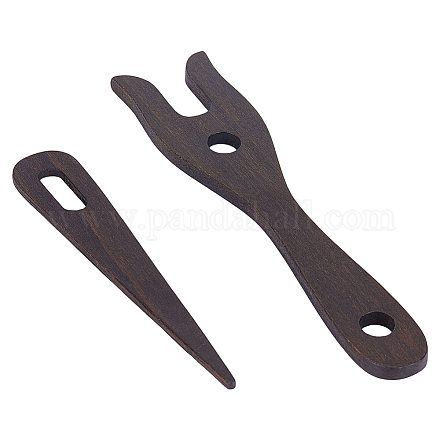 木製編み機プレクサー  ココナッツブラウン  11.2x2.05x0.3cm  穴：19.5x7.5mm&nbsp;DIY-WH0591-144B-1