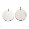 Non-Tarnish 201 Stainless Steel Flat Round Mirror Polished Finish Stamping Blank Tag Pendants, with Snap on Bails, Stainless Steel Color, 42x42x1mm, Hole: 3mm