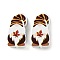 Printed Wood Beads, Coconut Brown, Dwarf, 20x10x6mm, Hole: 2mm