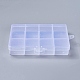プラスチックビーズ収納ケース  12のコンパートメント  長方形  透明  13x10x2.2cm  穴：0.5のCM&nbsp;X-CON-R008-03-1