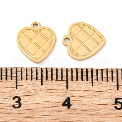 304ステンレススチールチャーム  ハートチャーム  イオンプレーティング（ip）  ゴールドカラー  9x8x1mm  穴：1mm&nbsp;STAS-M105-16G