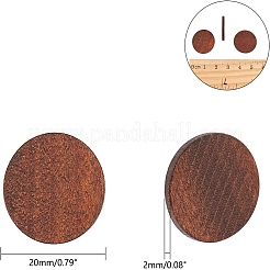 塗装木製カボション  フラットラウンド  ココナッツブラウン  20x2mm&nbsp;WOOD-NB0001-30