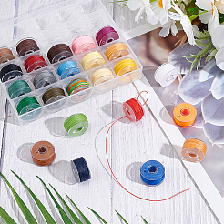 25ロール 25色3本撚りポリエステル糸セット  プラスチックスプール付き  DIYタッセル作り用  ミックスカラー  0.55mm  1ロール/色&nbsp;WL-WH0016-01