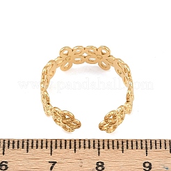 304ステンレススチールカフオープンリング  ゴールドカラー  花  8mm  内径：18mm&nbsp;RJEW-P175-01A-G