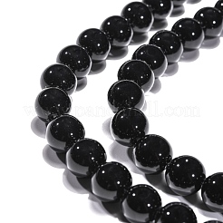 合成ブラックストーンビーズ連売り  染め  ラウンド  ブラック  10mm  穴：1mm  約39個/連  14.5~15インチ&nbsp;GSR10mmC044
