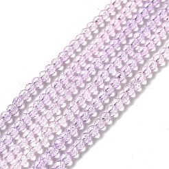 透明なグラデーションカラーのガラスビーズ連売り  多面カットラウンド  ミディアムパープル＆ピンク  3x2.8mm  穴：0.9mm  約123個/連  14.53''（36.9センチメートル）&nbsp;X1-GLAA-H021-01B-26