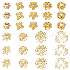 54 個 9 スタイル真鍮ビーズキャップ  7  - 花びらの花  18KGP本金メッキ  6~10x6~10x2~6mm  穴：0.8~1.5mm  6個/スタイル&nbsp;KK-TA0003-43
