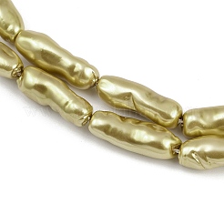 電気メッキガラスビーズ連売り  模造パール  ナゲット  ゴールド  20~22x8~8.5mm  穴：1.2mm  約19個/連  15.75''（40センチメートル）&nbsp;GLAA-H039-03C