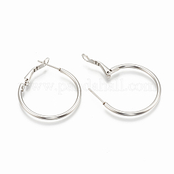 変色しにくい304ステンレススチールフープピアス  ステンレス鋼色  12ゲージ  40x2mm  ピン：0.8mm&nbsp;STAS-S078-07-40mm