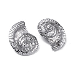 変色しない304ステンレススチールスタッドピアス  シェル  ステンレス鋼色  30x23mm&nbsp;LS-EJEW-M250-02A-P