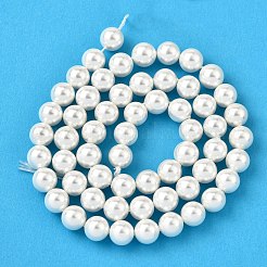 虹メッキシェルパールビーズ連売り  グレードA  ラウンド  古いレース  6mm  穴：1mm  約62個/連  16インチ&nbsp;BSHE-L025-02-6mm