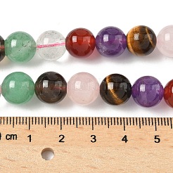 ミックス天然石ビーズ連売り  ラウンド  10mm  穴：1mm  約37個/連  14.57''（37センチメートル）&nbsp;G-P574-A02-10mm