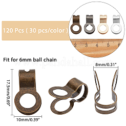 120 個 4 色の鉄ボールチェーンコネクター  ミックスカラー  17.5x10x8mm  6mmボールチェーンに適合  30個/色&nbsp;IFIN-AR0001-17
