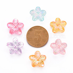 透明なアクリルビーズ  ABカラー  花  ミックスカラー  14.5x15.5x7mm  穴：1.8mm  約657個/500g&nbsp;TACR-S154-45C