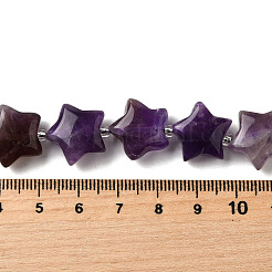 天然アメジストクォーツビーズ連売り  スター  シードビーズで  15~16.5x16~16.5x7mm  穴：0.7~1mm  約25個/連  15.67~15.75''（39.8~40センチメートル）&nbsp;G-NH0005-030