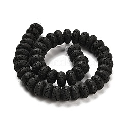 天然溶岩石染めビーズ連売り  ロンデル  ブラック  8x4.5mm  穴：1.6mm  約43個/連  7.87インチ（20cm）&nbsp;G-L586-B02-02