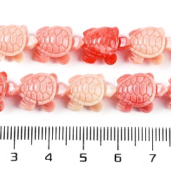 合成貝殻で染めた彫刻ビーズの連売り  カメ  ライトコーラル  15x12x6.5mm  穴：1.4mm  約22個/連  12.20インチ（28~31cm）&nbsp;SHEL-C008-02
