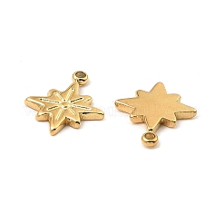 304ステンレススチールチャーム  星のチャーム  18KGP本金メッキ  11x9x1mm  穴：1mm&nbsp;STAS-A089-08G