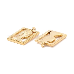 304ステンレスペンダント  PVD真空メッキ  長持ちメッキ  女性の模様と長方形  ゴールドカラー  24x15x4mm  穴：2.4mm&nbsp;STAS-G255-32G