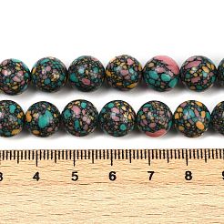天然石瑪瑙ビーズ連売り  ラウンド  染め  カラフル  10mm  穴：1mm  約38個/連  14.76''（37.5センチメートル）&nbsp;G-U030-C01-10mm