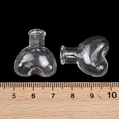 透明なガラスビーズ容器  ハート  透明  2.1x1.3x2.45cm  内径：0.46のCM&nbsp;GLAA-G123-09