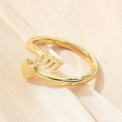 女性用真鍮カフリング  文字L  文字h  内径：15.6mm&nbsp;RJEW-U044-M