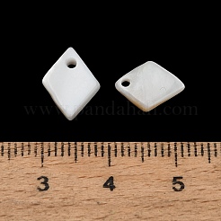 天然淡水シェルのペンダント  ひし形チャーム  ホワイト  11.5x8.5x1.5mm  穴：1.2mm&nbsp;SH-CBA93AD-09