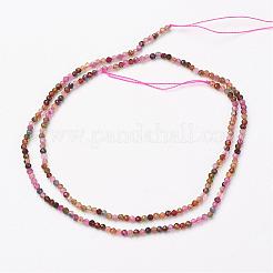 天然のマルチカラートルマリンビーズ連売り  多面カット  ラウンド  3mm  穴：1mm  約135個/連  15.5インチ&nbsp;G-P213-15-3mm