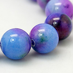 翡翠ビーズ連売り  天然な白翡翠  染め  ラウンド  カラフル  8mm  穴：1mm  約51個/連  15.7インチ&nbsp;X-G-D264-8mm-XH13