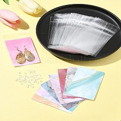 ホットスタンピング厚紙紙ジュエリーディスプレイカード  oppセロハンバッグとプラスチック製イヤーナット付き  ミックスカラー  9x6x0.04cm  穴：1.6mm&nbsp;CDIS-FS0001-11