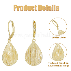 ティアドロップ真鍮フレンチフックピアス4組  ゴールドカラー  32x14mm&nbsp;EJEW-HS0001-21G