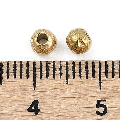 テクスチャ加工された316サージカルステンレススチールビーズ  ラウンド  イオンプレーティング（ip）  ゴールドカラー  3.5x4x4mm  穴：1.5mm&nbsp;STAS-M106-01B-G