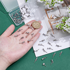 304ステンレススチール製スクリューアイペグベイル50個  ステンレス鋼色  17.5mm  穴：6x3mm  ピン：1.3mm&nbsp;STAS-UN0052-87B