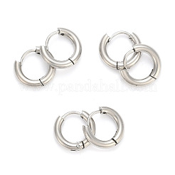 304ステンレススチール製ハギーフープピアス  厚手フープピアス  リング  ステンレス鋼色  9ゲージ  16.5x18x3mm  ピン：1mm&nbsp;EJEW-O087-06B-P