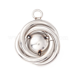 304ステンレスペンダント  プラスチック模造パールと  三環式  ステンレス鋼色  20x16x10mm  穴：2mm&nbsp;LS-STAS-A059-02P