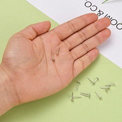 変色防止ロジウムメッキ スターリングシルバー イヤリング 925 個  ピアスポスト  プラチナ  12x4x0.5mm  ピン：0.8mm&nbsp;STER-A003-80