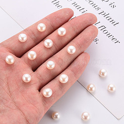 グレードAAA天然養殖淡水パールビーズ  片穴  半円  ホワイト  8~8.5x6mm  穴：1mm&nbsp;X-PEAR-N020-01A