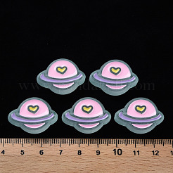 透明なアクリルビーズ  エナメル  艶消し  惑星  ライトブルー  19x26x9mm  穴：3mm&nbsp;MACR-S374-02B-05