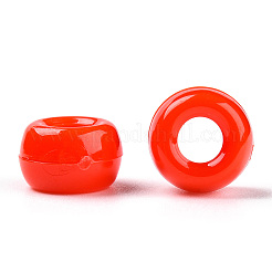 不透明なプラスチックビーズ  バレル  レッド  9x6mm  穴：3.8mm  約1950個/500g&nbsp;KY-T025-01-F10