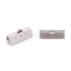 変色しにくい304ステンレススチールリボンカシメエンドパーツ  ステンレス鋼色  8x15x5mm  穴：1.5x0.5mm&nbsp;STAS-P249-27C-P