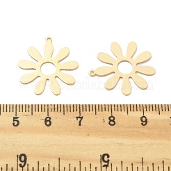 真鍮チャーム  カドミウムフリー＆ニッケルフリー＆鉛フリー  花のチャーム  18KGP本金メッキ  21.5x20x0.5mm  穴：1mm&nbsp;KK-B134-26G