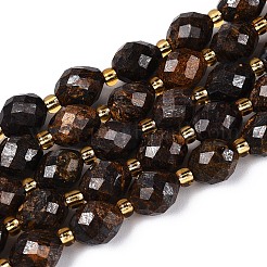 天然石ブロンザイトビーズ連売り  多面カット  オーバル  シードビーズで  8~9x6~8mm  穴：1~1.2mm  約17~19個/連  7.09~7.87インチ（18~20cm）&nbsp;G-N342-53-8x6-06
