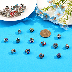 30個 18スタイル合金ラインストーンヨーロピアンビーズ  大穴ビーズ  ロンデル＆フラワー＆バレル  ミックスカラー  10~12x8~9.5mm  穴：5mm&nbsp;FIND-CA0006-82