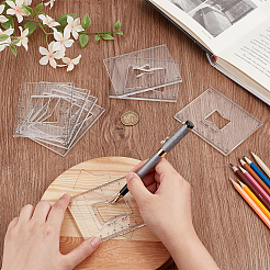 透明なアクリルのテンプレート  木工用の装飾およびルーターテンプレート  長方形  8.1x10.2x0.45cm  8個/セット&nbsp;AJEW-WH0475-52B