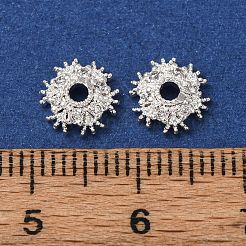 真鍮製クリアキュービックジルコニアビーズキャップ  ラックめっき  長持ちメッキ  花  銀  7.5x2.5mm  穴：1.6mm&nbsp;KK-L272-03S