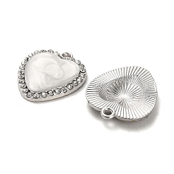 合金エナメルチャーム  ラインストーン付き  ハートチャーム  プラチナ  21x18x3mm  穴：1.8mm&nbsp;ENAM-R145-06P