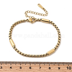 女性用304ステンレススチールボックスブレスレット  シリンダー  ゴールドカラー  6.50インチ（16.5cm）&nbsp;BJEW-D407-03G